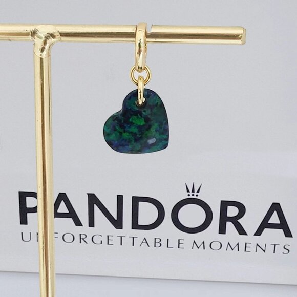 Pandora Jewelry - Pandora Opalescent Green Heart Dangle Charm with box